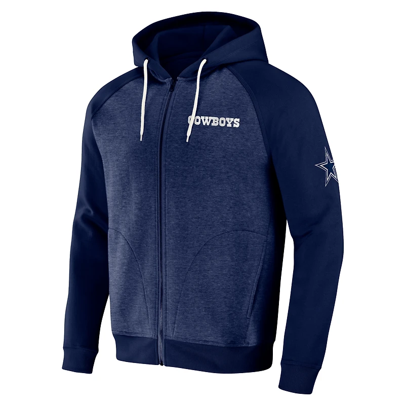 Collection NFL x Darius Rucker pour hommes par Fanatics Bleu marine Dallas Cowboys Raglan Sweat à capuche entièrement zippé