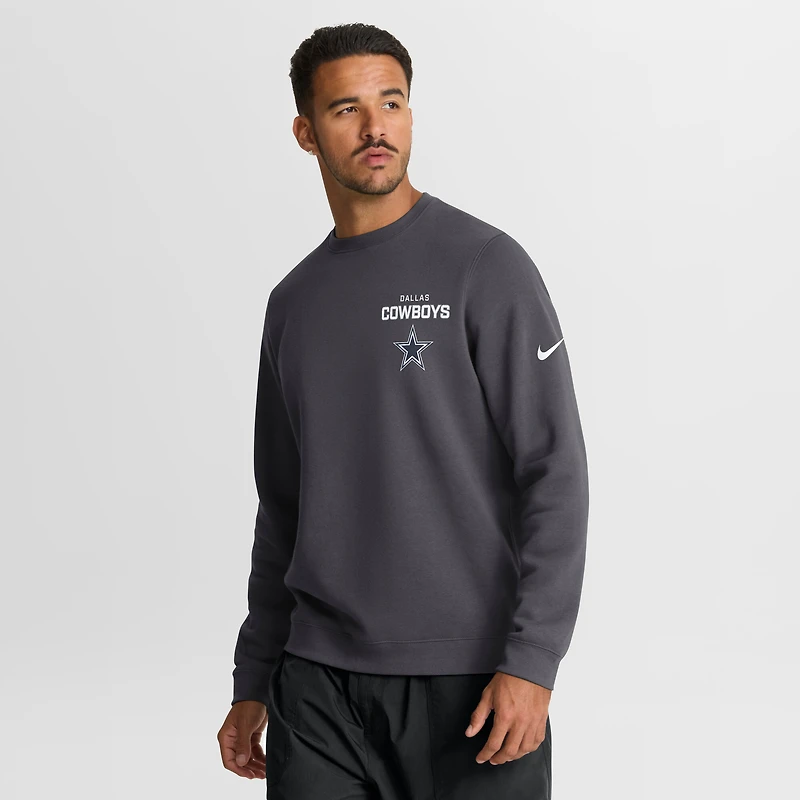 Men's Nike Anthracite Dallas Cowboys Primetime Club Fleece Pullover Sweatshirt