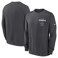 Men's Nike Anthracite Dallas Cowboys Primetime Club Fleece Pullover Sweatshirt