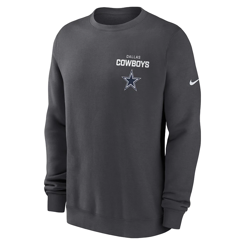 Men's Nike Anthracite Dallas Cowboys Primetime Club Fleece Pullover Sweatshirt