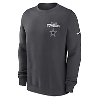 Men's Nike Anthracite Dallas Cowboys Primetime Club Fleece Pullover Sweatshirt