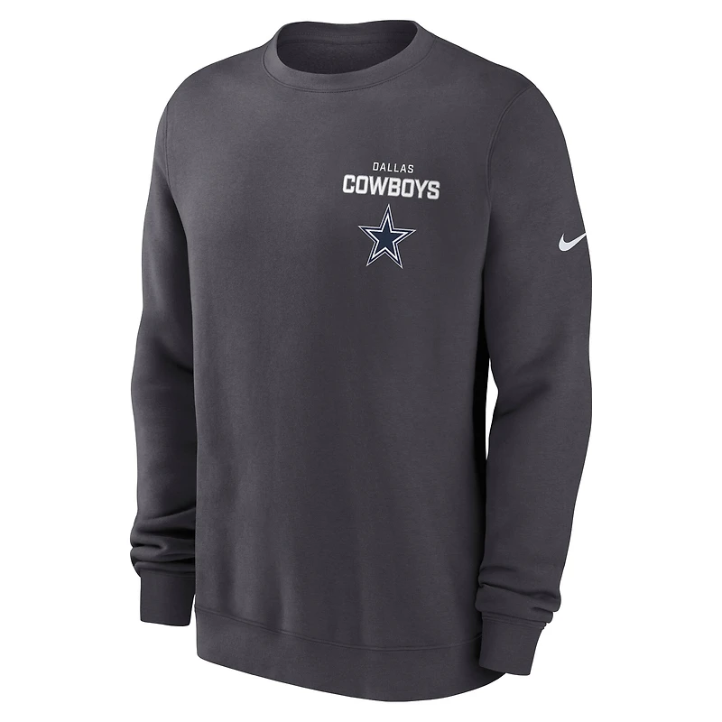 Men's Nike Anthracite Dallas Cowboys Primetime Club Fleece Pullover Sweatshirt