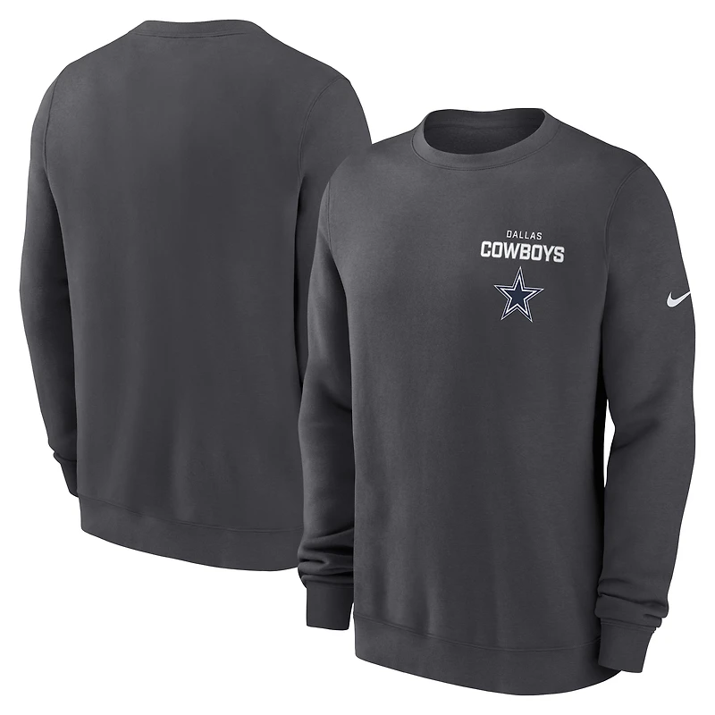 Men's Nike Anthracite Dallas Cowboys Primetime Club Fleece Pullover Sweatshirt