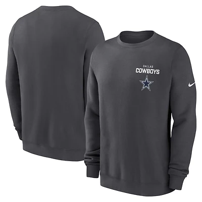 Men's Nike Anthracite Dallas Cowboys Primetime Club Fleece Pullover Sweatshirt