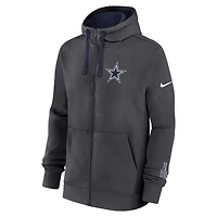 Sweat à capuche Nike anthracite Dallas Cowboys Primetime Club entièrement zippé pour homme