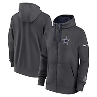 Sweat à capuche Nike anthracite Dallas Cowboys Primetime Club entièrement zippé pour homme