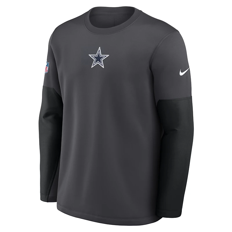 Men's Nike Anthracite Dallas Cowboys Sideline Coach Therma-FIT Long Sleeve T-Shirt