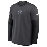 Men's Nike Anthracite Dallas Cowboys Sideline Coach Therma-FIT Long Sleeve T-Shirt
