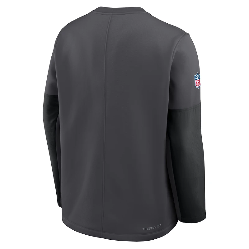Men's Nike Anthracite Dallas Cowboys Sideline Coach Therma-FIT Long Sleeve T-Shirt