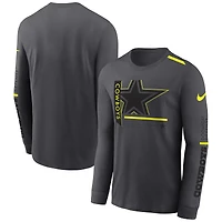 T-shirt à manches longues Nike Dallas Cowboys Volt Performance pour homme, anthracite
