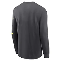 T-shirt à manches longues Nike Dallas Cowboys Volt Performance pour homme, anthracite