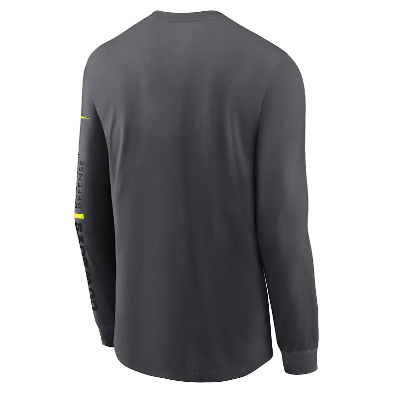 T-shirt à manches longues Nike Performance Dallas Cowboys Volt anthracite pour homme