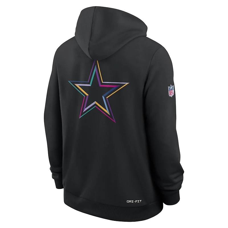 Sweat à capuche Nike noir Dallas Cowboys 2025 NFL Crucial Catch Sideline Standard Issue Dri-FIT pour homme