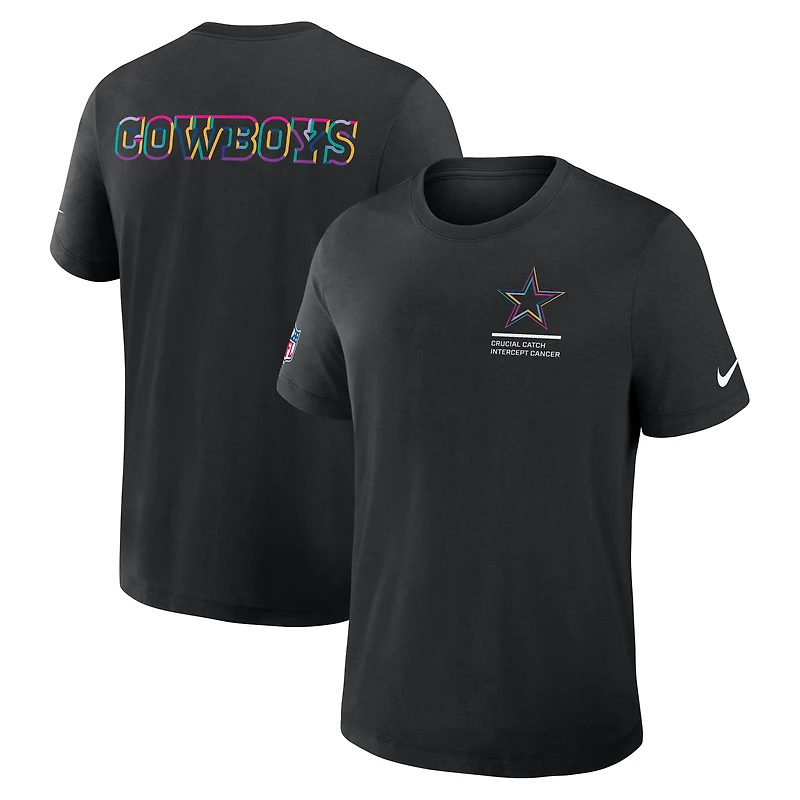 T-shirt Nike noir Dallas Cowboys 2025 Crucial Catch Tri-Blend Dri-FIT pour homme