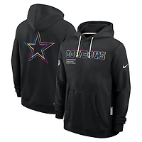 Men's Nike Black Dallas Cowboys Tall 2025 NFL Crucial Catch Sideline Standard Issue Dri-FIT Hoodie