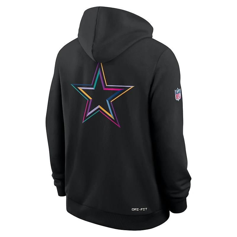 Men's Nike Black Dallas Cowboys Tall 2025 NFL Crucial Catch Sideline Standard Issue Dri-FIT Hoodie