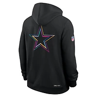 Men's Nike Black Dallas Cowboys Tall 2025 NFL Crucial Catch Sideline Standard Issue Dri-FIT Hoodie