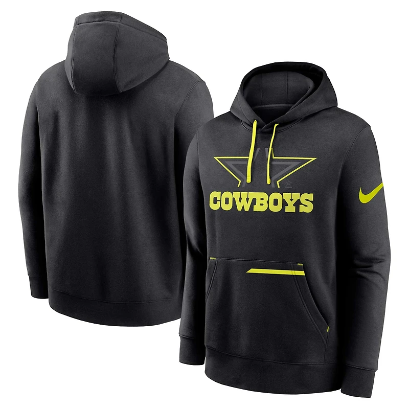 Sweat à capuche Nike Dallas Cowboys Volt en polaire noire pour homme
