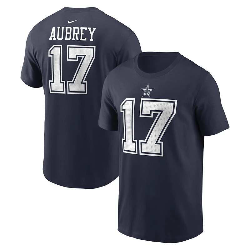 Men's Nike Brandon Aubrey Navy Dallas Cowboys Name & Number T-Shirt