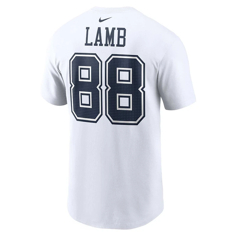 T-shirt avec nom et numéro du joueur Dallas Cowboys Nike CeeDee Lamb pour homme, blanc
