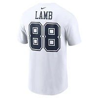 T-shirt avec nom et numéro du joueur Dallas Cowboys Nike CeeDee Lamb pour homme, blanc