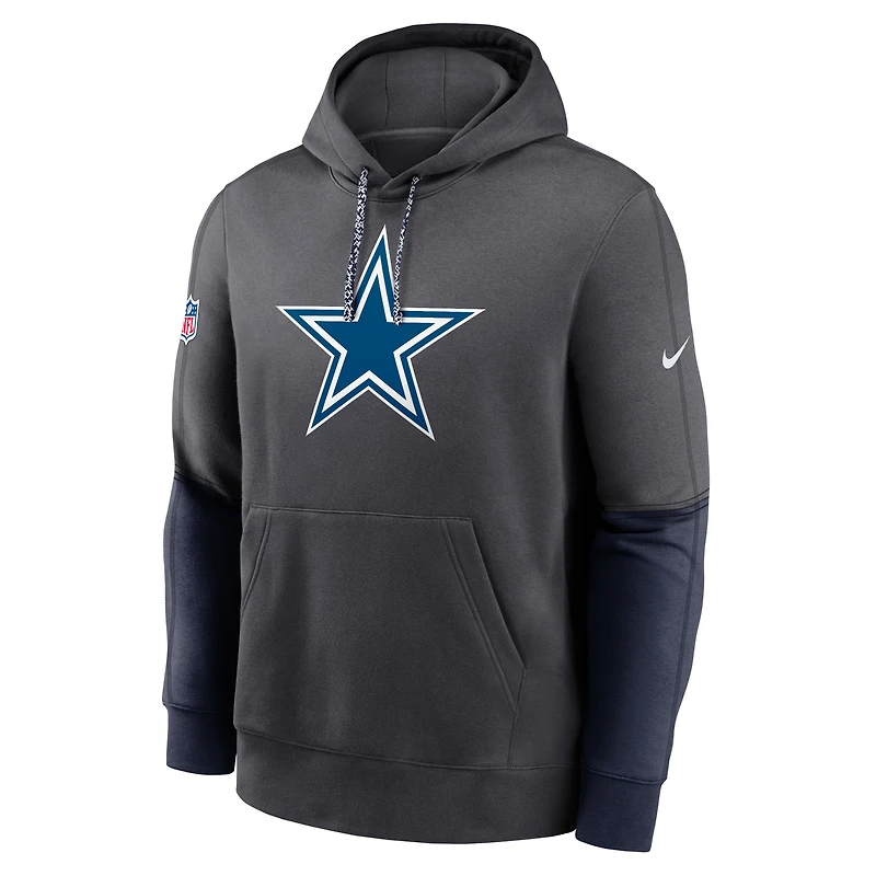 Sweat à capuche Nike anthracite Dallas Cowboys 2024 Sideline Club pour homme