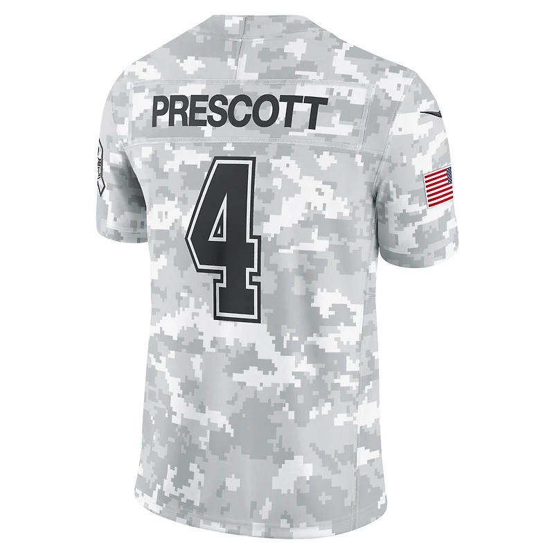 Maillot Nike Dak Prescott Arctic Camo Dallas Cowboys 2024 Salute to Service Limited pour homme