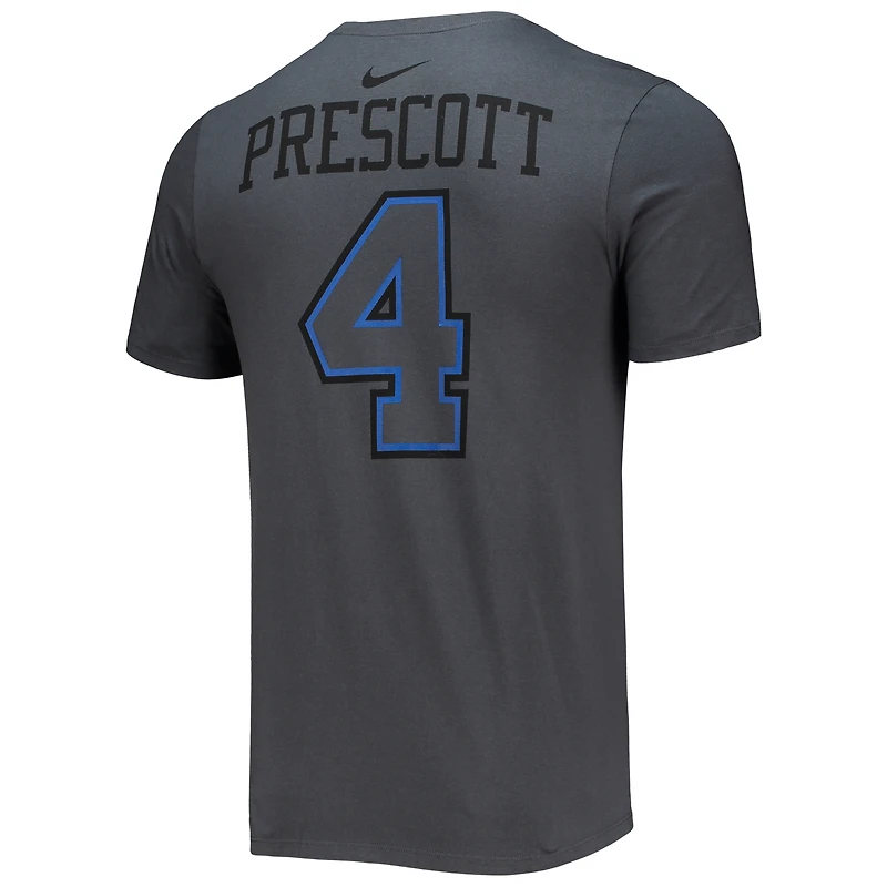 T-shirt avec nom et numéro de joueur Nike Dak Prescott Charcoal Dallas Cowboys pour homme