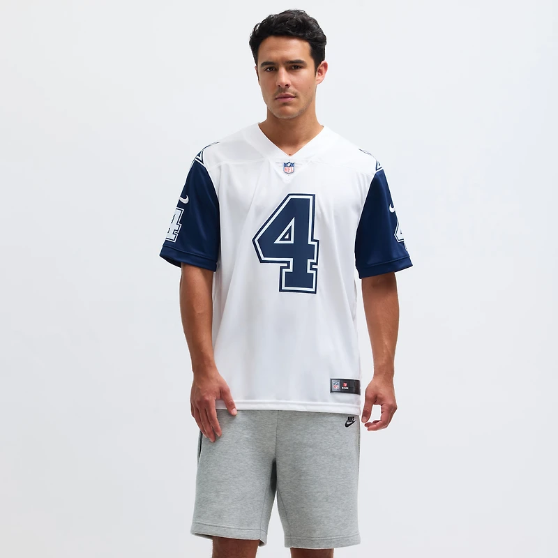 Maillot Nike Dak Prescott Dallas Cowboys pour homme, couleur blanche, Rush Vapor Limited