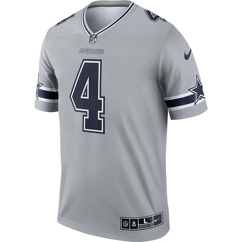 Men's Nike Dak Prescott Gray Dallas Cowboys Inverted Legend Player Performance Top