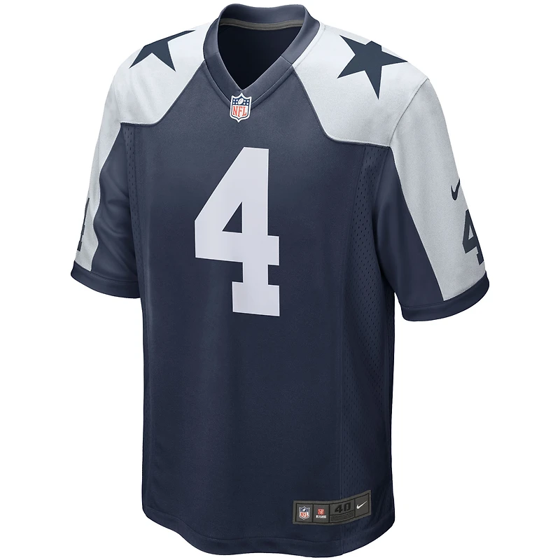 Maillot Nike Dak Prescott pour homme, bleu marine, équipe de match alternatif des Dallas Cowboys