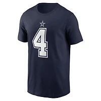 T-shirt avec nom et numéro de joueur des Dallas Cowboys Nike Dak Prescott bleu marine pour homme