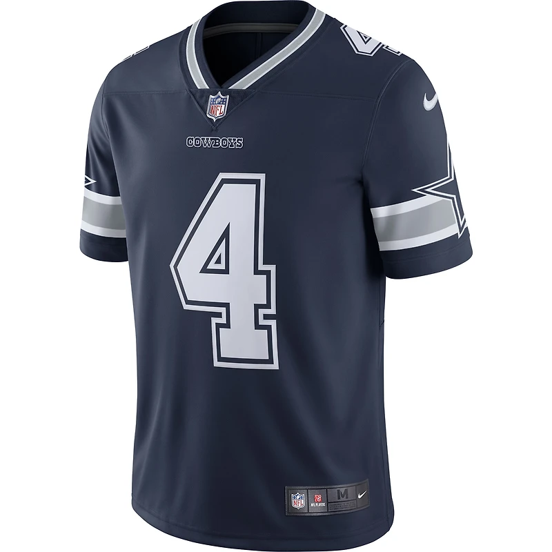 Maillot de joueur Nike Dak Prescott bleu marine Dallas Cowboys Vapor Limited pour homme