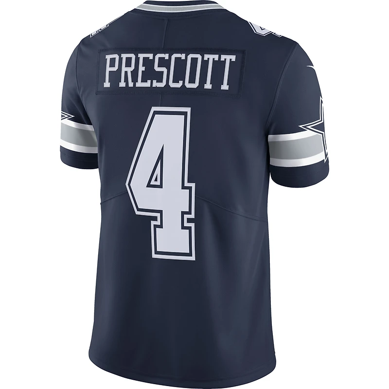 Maillot de joueur Nike Dak Prescott bleu marine Dallas Cowboys Vapor Limited pour homme