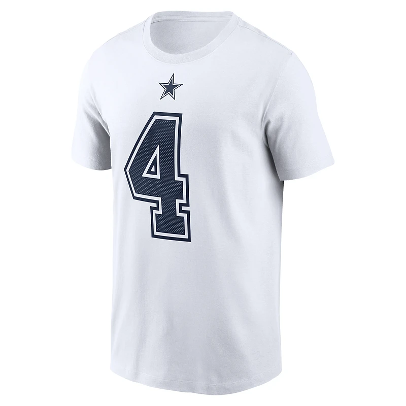 T-shirt Nike Dak Prescott pour homme avec nom et numéro des Cowboys de Dallas blanc