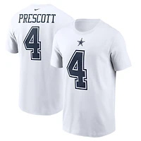 T-shirt Nike Dak Prescott pour homme avec nom et numéro des Cowboys de Dallas blanc