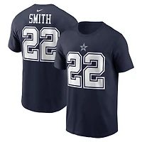 T-shirt Nike pour homme avec nom et numéro de joueur retraité des Cowboys Dallas Emmitt Smith bleu marine