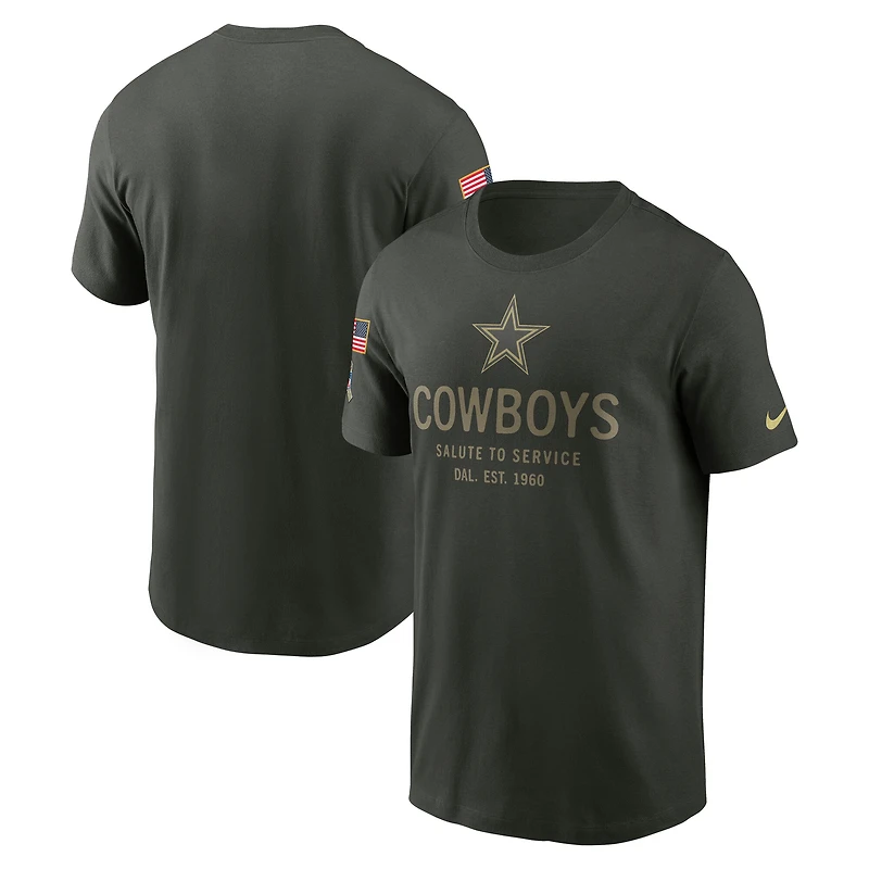 T-shirt Nike vert forêt Dallas Cowboys 2025 Salute to Service Sideline Edge Dri-FIT pour homme