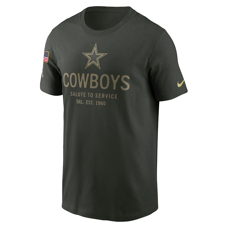 T-shirt Nike vert forêt Dallas Cowboys 2025 Salute to Service Sideline Edge Dri-FIT pour homme