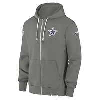 Sweat à capuche Nike gris Dallas Cowboys 2024/25 Sideline Player Performance pour homme avec fermeture éclair intégrale