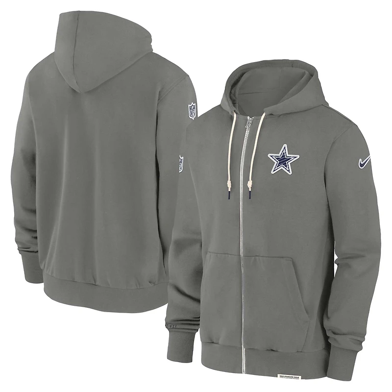 Sweat à capuche Nike gris Dallas Cowboys 2024/25 Sideline Player Performance pour homme avec fermeture éclair intégrale