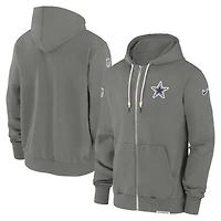 Sweat à capuche Nike gris Dallas Cowboys 2024/25 Sideline Player Performance pour homme avec fermeture éclair intégrale
