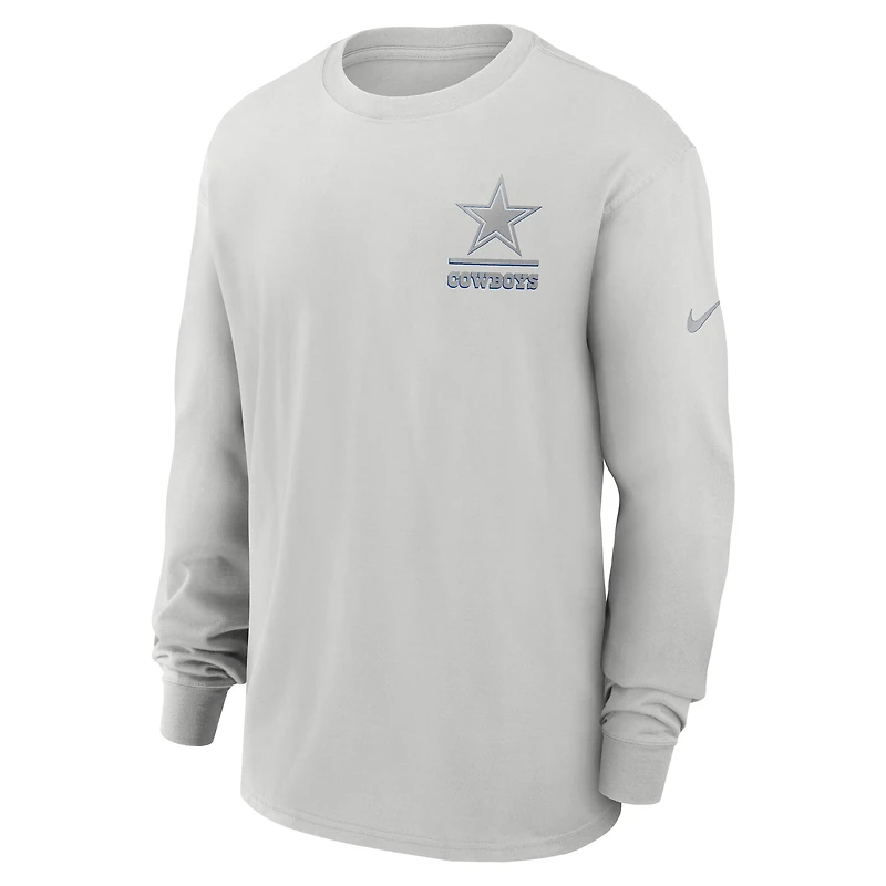 T-shirt à manches longues Nike gris Dallas Cowboys Essential Heavy Max90 pour homme