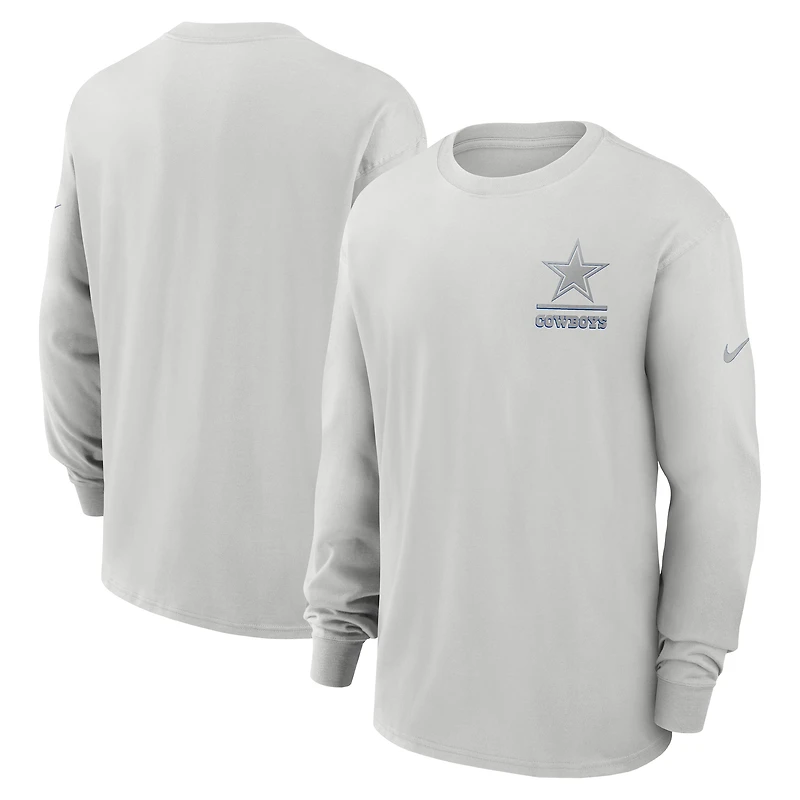 T-shirt à manches longues Nike gris Dallas Cowboys Essential Heavy Max90 pour homme