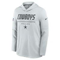 Men's Nike  Gray Dallas Cowboys Sideline Lightweight Long Sleeve Hooded Dri-FIT Top