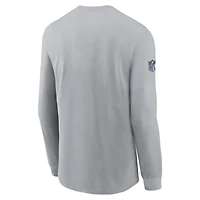 T-shirt à manches longues Nike gris Dallas Cowboys Sideline Performance pour homme