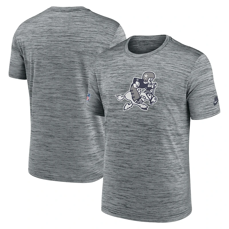 T-shirt Nike gris Dallas Cowboys Sideline Velocity Throwback Logo Dri-FIT pour homme