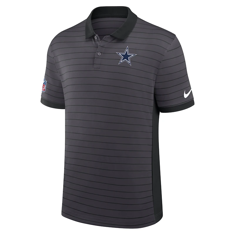 Polo Nike gris Dallas Cowboys Sideline Victory Stripe Dri-FIT pour homme