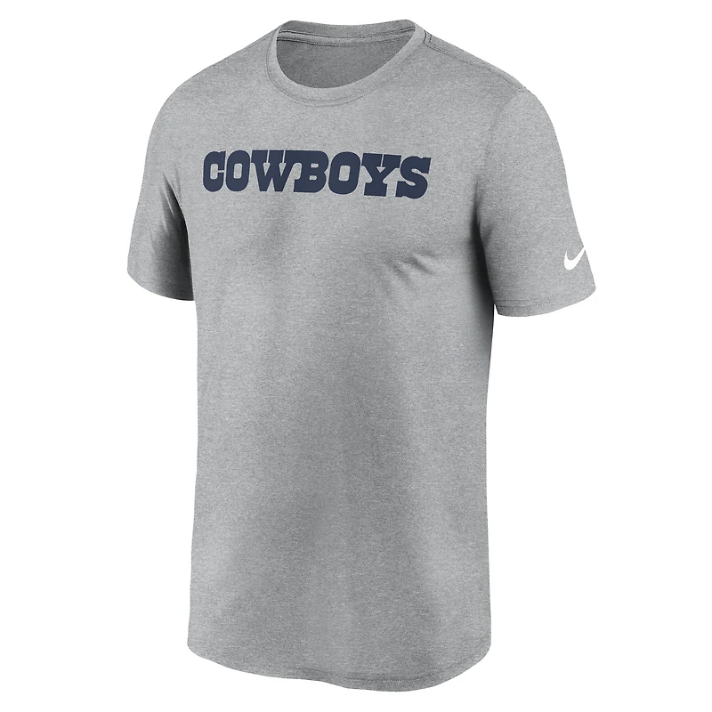 Men's Nike Heather Gray Dallas Cowboys Primetime Legend Wordmark Dri-FIT T-Shirt