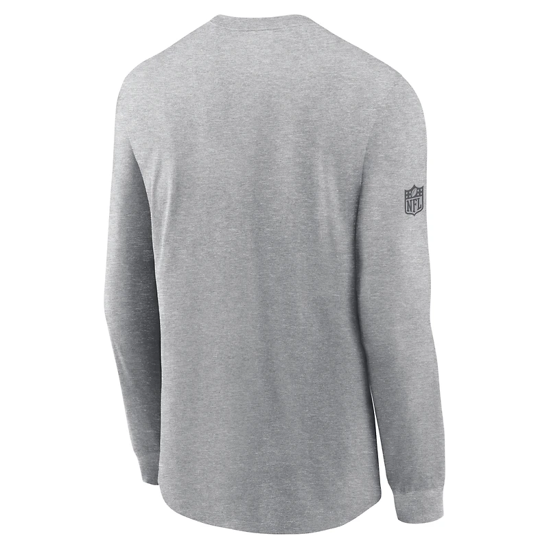 T-shirt à manches longues Nike Dri-FIT pour homme, bleu marine, Dallas Cowboys, Sideline Bold Arch Star